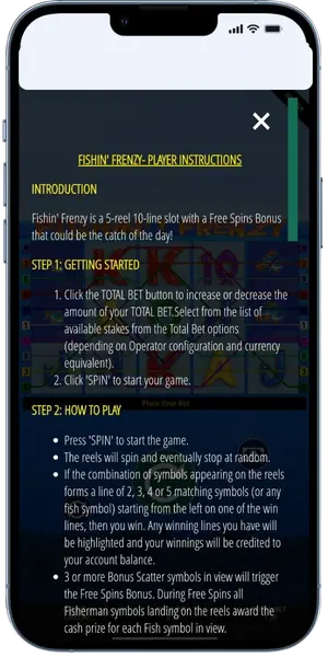 Fishin' Frenzy Choose your bet size